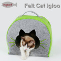 Nature Felt Cat Igloo House Winter Pet Cave with removable cushion